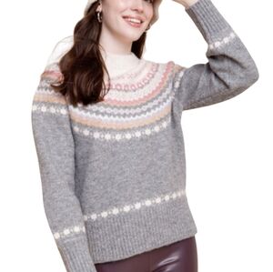 Cupcake Sweater Nela Fairisle Pullover, high crewneck, size M
